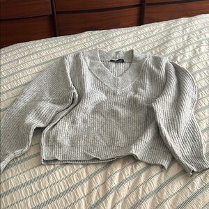 Catherine Malandrino Heather Gray V-Neck Sweater